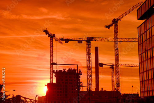 Cosntructions and cranes in the eastside suburb of Paris. Ivry-sur-Seine cityParis  photo