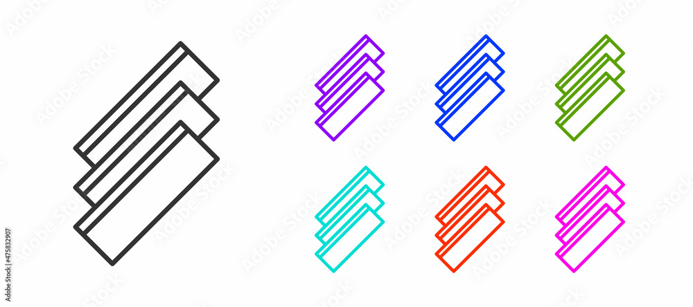 Black line Cigarette rolling papers pack icon isolated on white background. Set icons colorful. Vector Black line Cigarette rolling papers pack icon isolated on white background. Set icons colorful. Vector