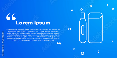 White line Electronic cigarette icon isolated on blue background. Vape smoking tool. Vaporizer Device. Vector