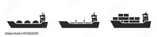 cargo ship icon set. sea transportation symbols. oil tanker and lng tanker photo