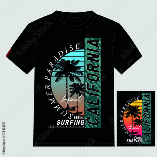 california summer text,lettering,images nature vector illustration t shirt design