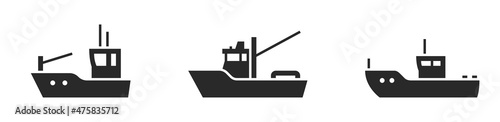 fishing boat icon set. sea vessel for fishery