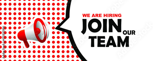 we are hiring sign on white background	