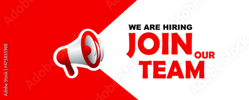 we are hiring sign on white background	