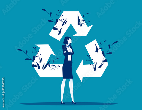 Business recycle arrow symbol as natural resources reusing concept