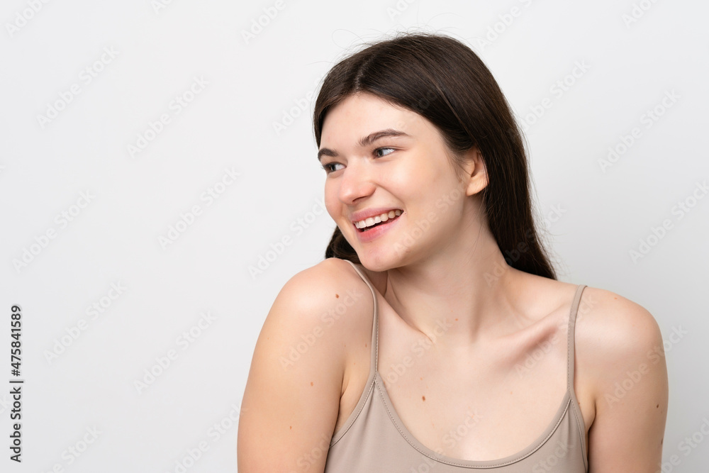 Young pretty Russian woman isolated on white background . Portrait Young pretty Russian woman isolated on white background . Portrait
