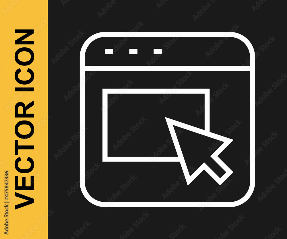 White line Advertising icon isolated on black background. Concept of marketing and promotion process. Responsive ads. Social media advertising. Vector White line Advertising icon isolated on black background. Concept of marketing and promotion process. Responsive ads. Social media advertising. Vector