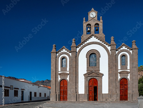 Front view of of 19th century church in the village of Santa Lucia de Tirajana. Gran Canaria, Canary Islands, Spain photo