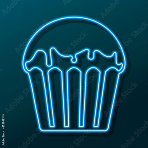 cupcake neon sign, modern glowing banner design, colorful trend of modern design. Vector illustration.