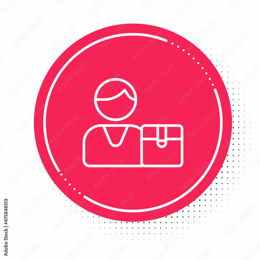 White line Buyer icon isolated on white background. Red circle button. Vector White line Buyer icon isolated on white background. Red circle button. Vector