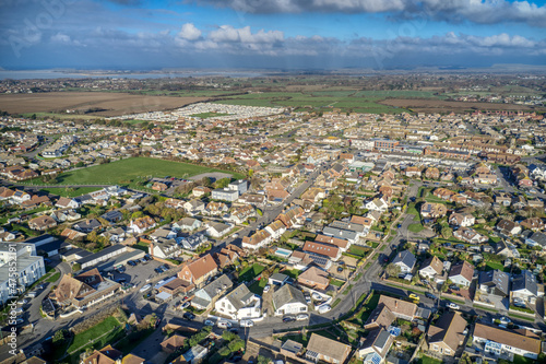 East Wittering, a seaside village in West Sussex Southern England and popular with tourists in the summer, Aerial view.