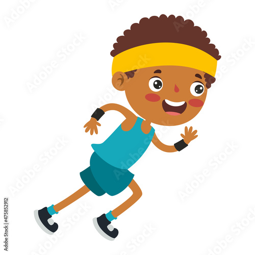 Cartoon Illustration OF A Little Kid Running