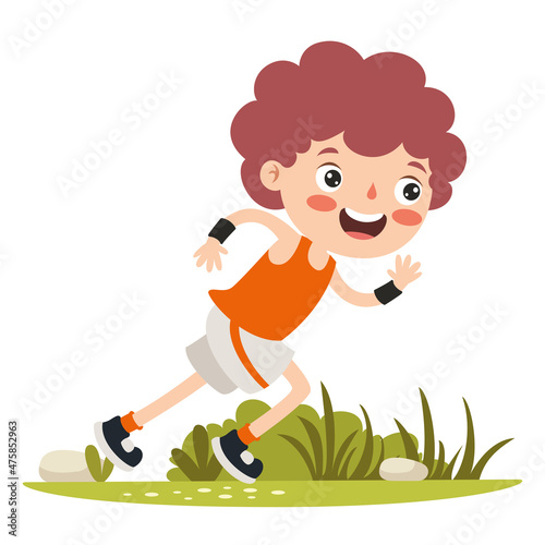 Cartoon Illustration OF A Little Kid Running