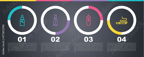 Set line Vape liquid bottle, Electronic cigarette and Cigarette. Business infographic template. Vector