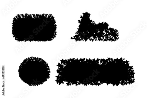 Set of monochrome silhouette of shrubs and trees Fototapeta