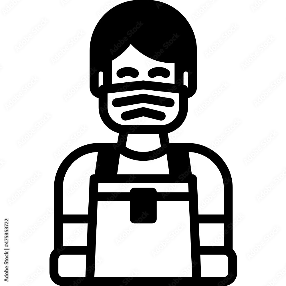 delivery man solid line icon delivery man solid line icon