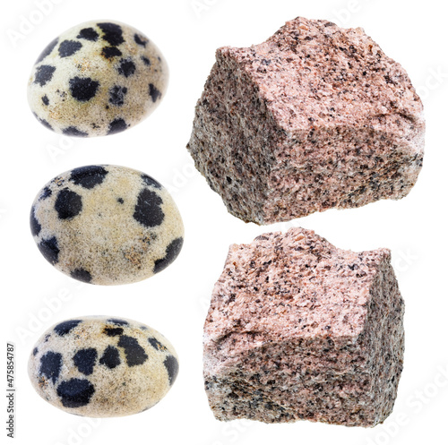 set of various aplite stones cutout on white photo