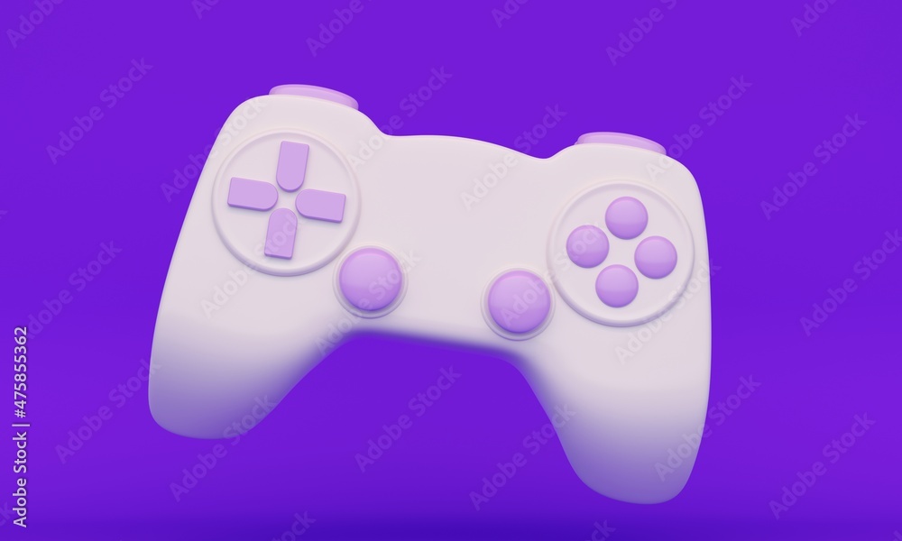White game controller on a lilac background. 3d rendering White game controller on a lilac background. 3d rendering