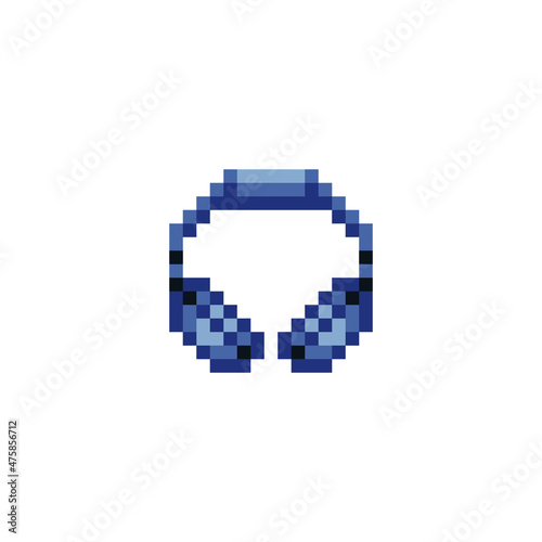 Headphones pixel art style icon element design for logo mobile app, web, sчticker. Isolated retro vintage 80s abstract vector illustration. Video game sprite. 