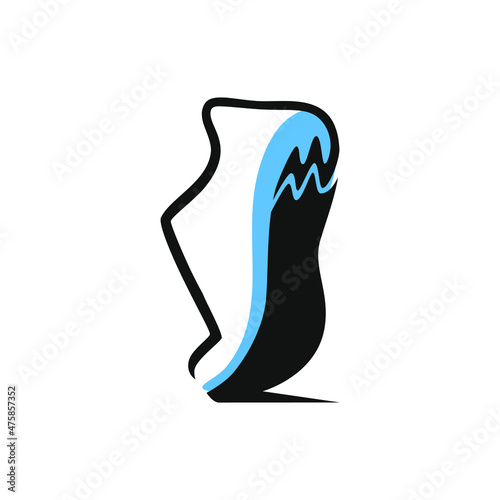 Sports running shoe symbol on white backdrop. Design element