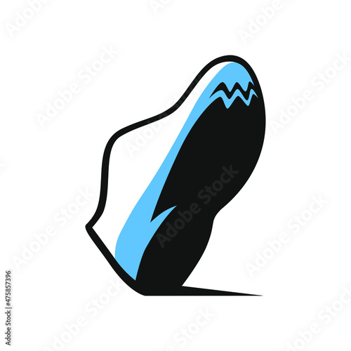 Sports running shoe symbol on white backdrop. Design element