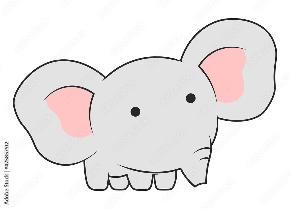 Elephant cartoon cute animal isolated illustration