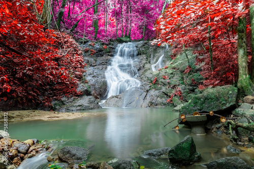 Kathu waterfall water gently flowing down the rocks Patong Phuket Thailand Asia photo