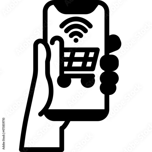online shop solid line icon