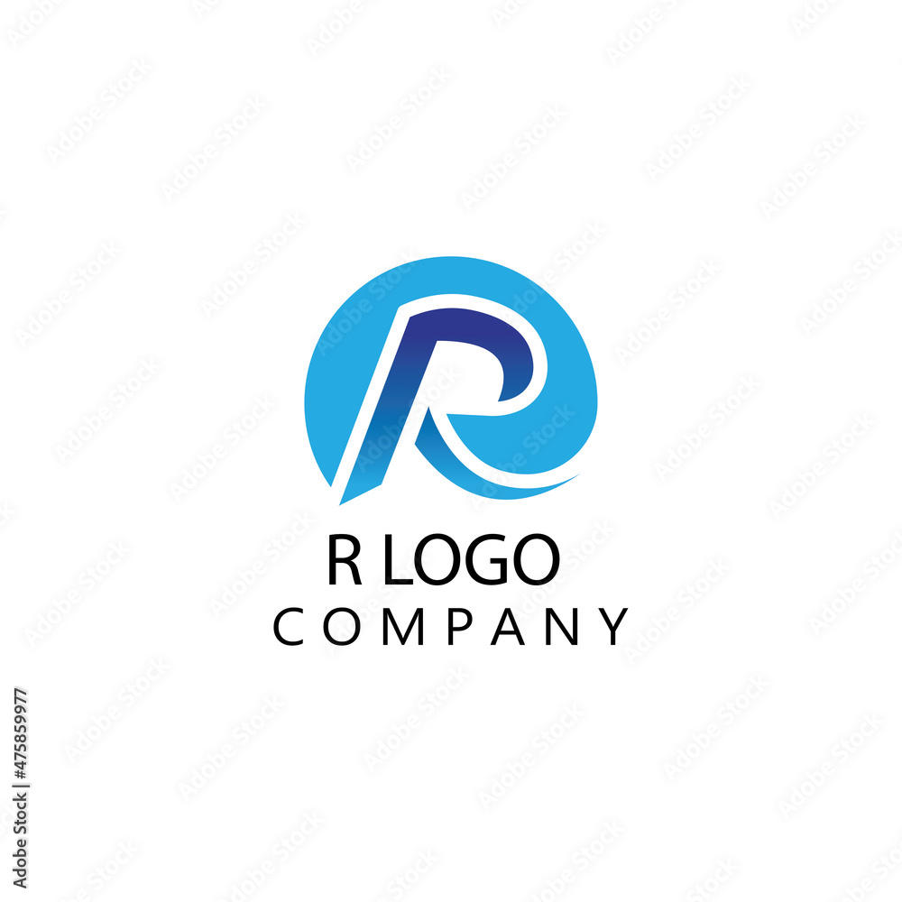 R company logo simple 3d circle design vector element R company logo simple 3d circle design vector element