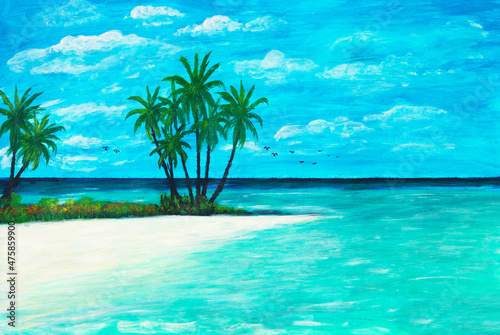 Deserted tropical beach island shore