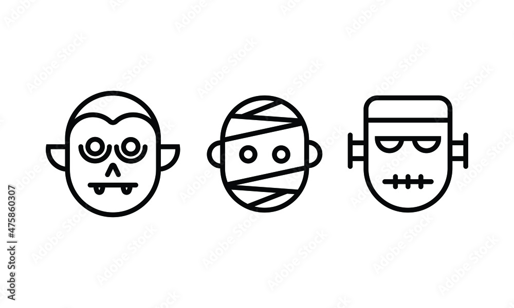 set of icon collection related to halloween event. spooky characters. the editable stroke line for web icon interface or any design element. a pictogram set in a minimal outline style. set of icon collection related to halloween event. spooky characters. the editable stroke line for web icon interface or any design element. a pictogram set in a minimal outline style.