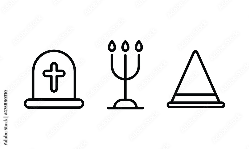 set of icon collection related to halloween event. grave and candles. the editable stroke line for web icon interface or any design element. a pictogram set in a minimal outline style. set of icon collection related to halloween event. grave and candles. the editable stroke line for web icon interface or any design element. a pictogram set in a minimal outline style.