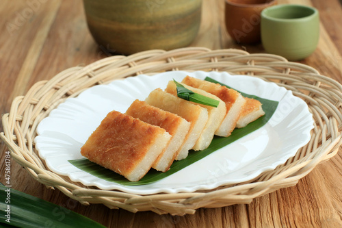 Wingko Babat, Traditional Indonesian Snack Made from Glutinous Rice Flour, Sugar, and Grated Young Coconut. photo