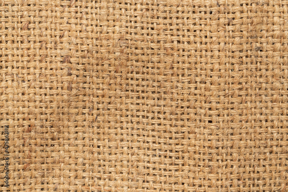 Natural brown color sackcloth textured for background, close up