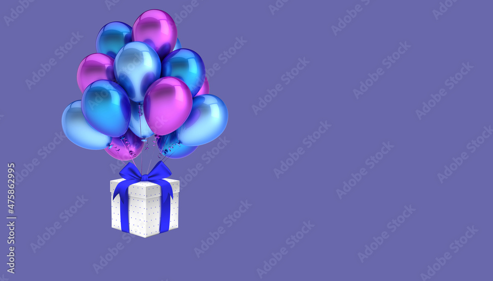 Balloons with present colour of the year 2022 background design - obrazy, fototapety, plakaty 