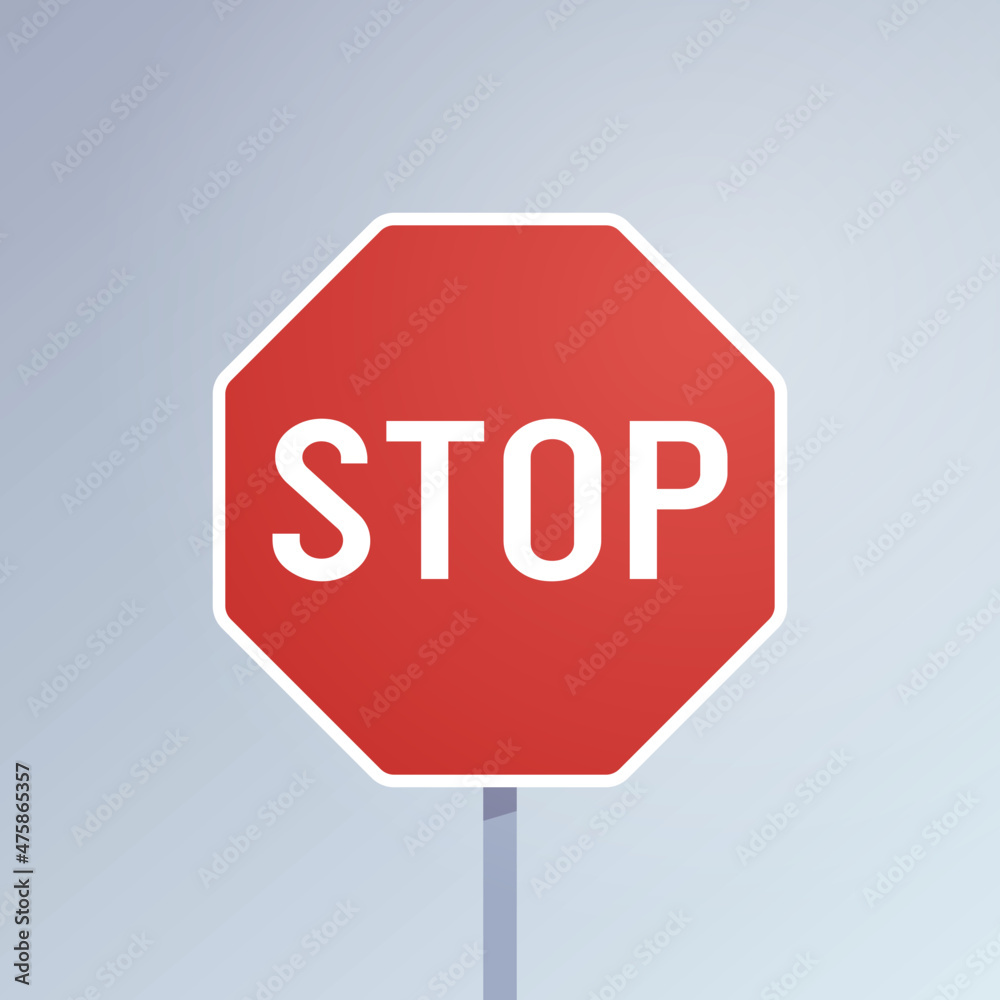 Stop sign and transportation flat vector illustration.
Stop sign and transportation flat vector illustration.