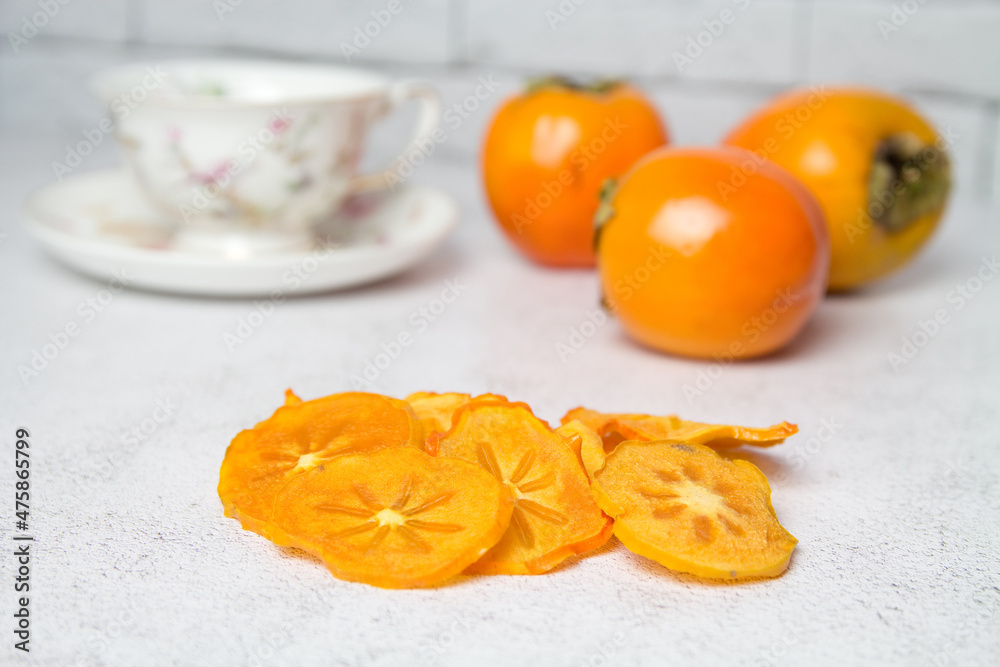 Persimmon Snack. Persimmon Dried Fruits, Fruit Chips Persimmon Snack. Persimmon Dried Fruits, Fruit Chips