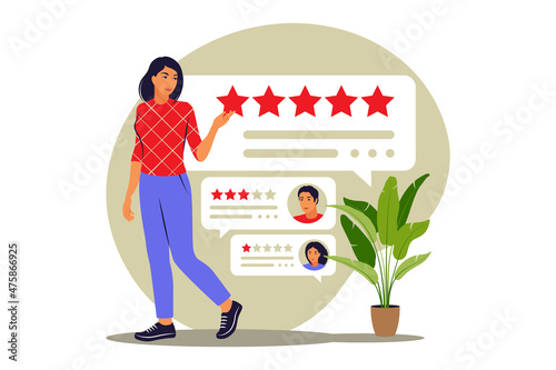 Online reviews concept. Star rating. Feedback concept. Vector illustration. Flat.