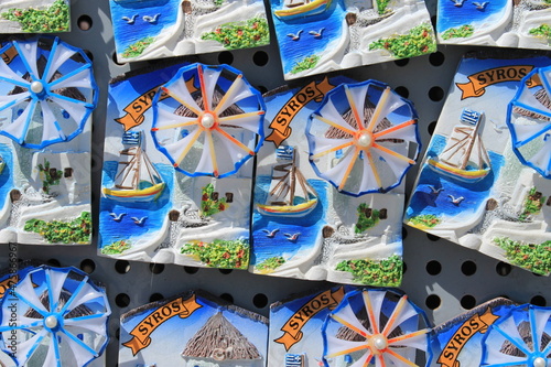 Magnet souvenirs from Greek Cycladic island Syros photo