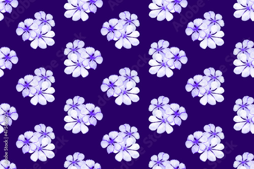 Seamless pattern with delicate flowers painted with watercolor on a blue background.