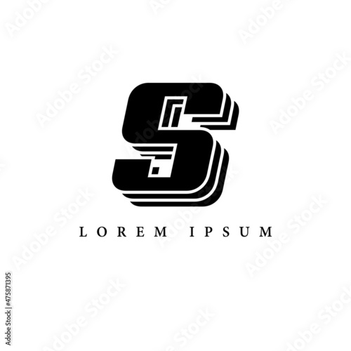 simple alphabet logo black and white concept with layer combination