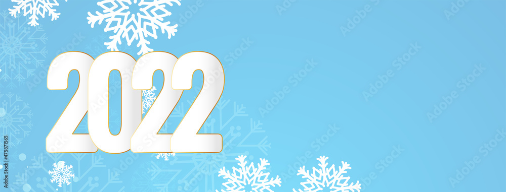 Happy new year 2022 soft blue snowflakes calendar banner design