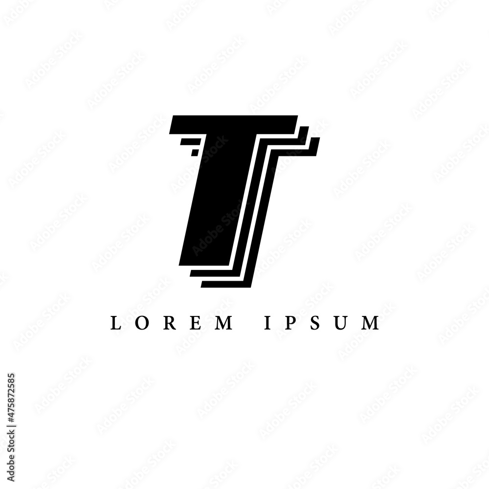 simple alphabet logo black and white concept with layer combination