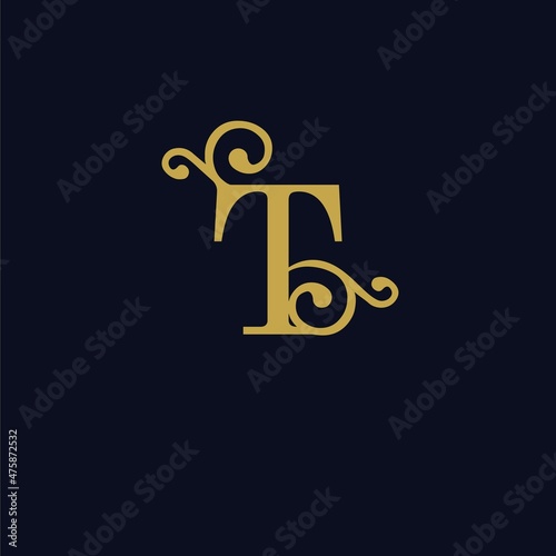 simple alphabet logo royal design golden concept with ornament