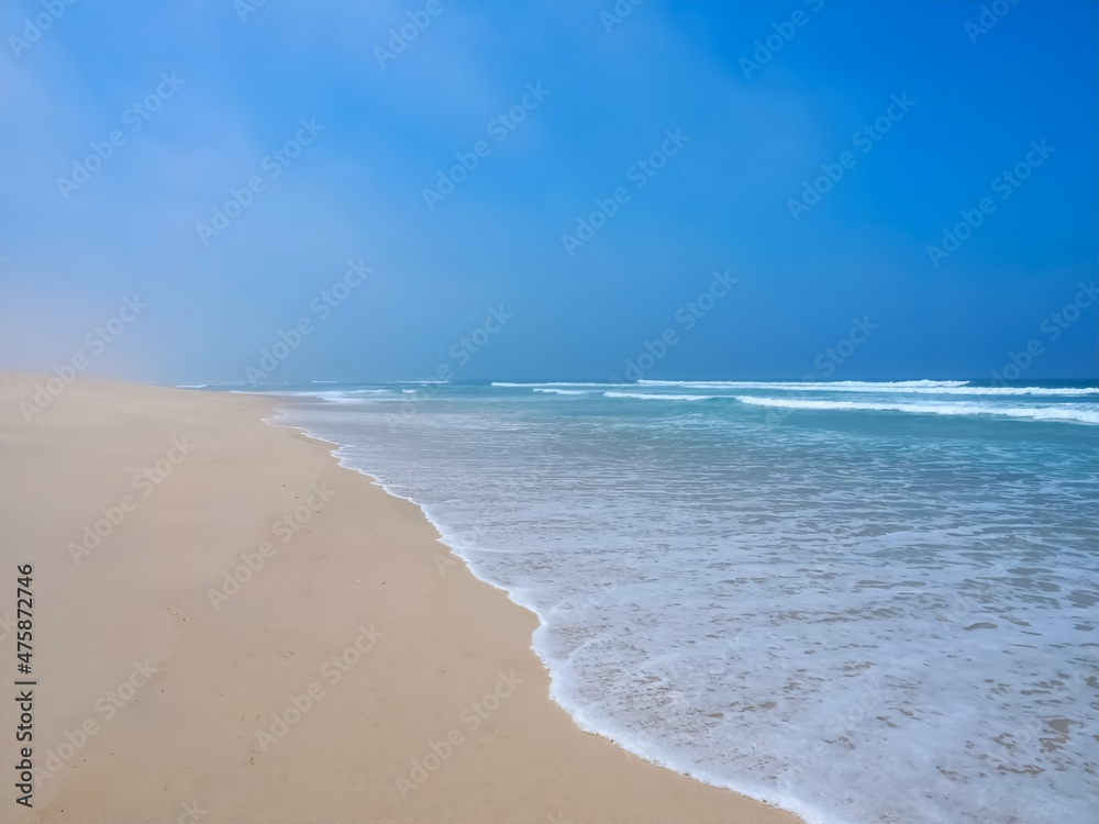 Pristine endless beach praia do Sao Jacinto with long sand banks at the beach in north Portugal Pristine endless beach praia do Sao Jacinto with long sand banks at the beach in north Portugal