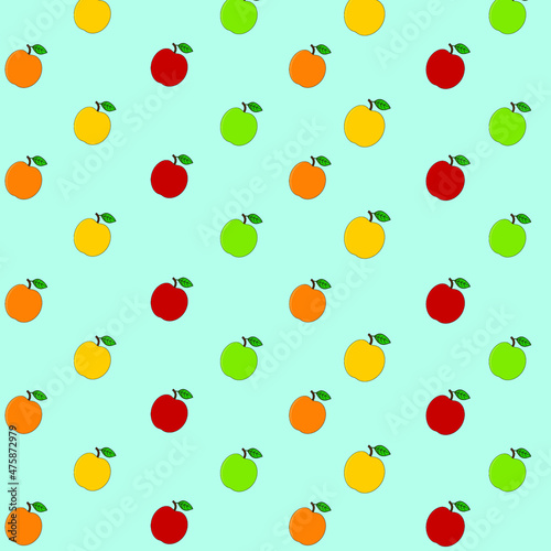 Fototapeta Naklejka Na Ścianę i Meble -  Fruites pattern with  apples on a gray  background. Cute vegetables