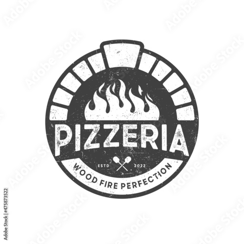 Pizza Logo, Vintage Retro Pizza Pizzeria Restaurant Label Emblem Sticker Badge logo design