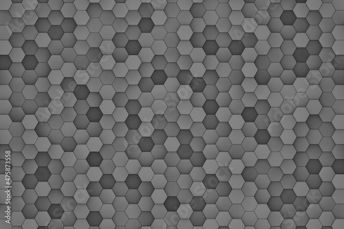 Honeycombs 3D. Background abstract minimalistic texture with many rows of volumetric figures of hexagons lying in the light. Animation. Mobile briquette wall.