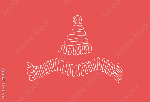 Knitting, cartoon winter clothes. Knitting with threads, hobby, homework. Drawings in one line. Handmade. Christmas, knitting threads, line art elements. Vector illustration with isolated background.