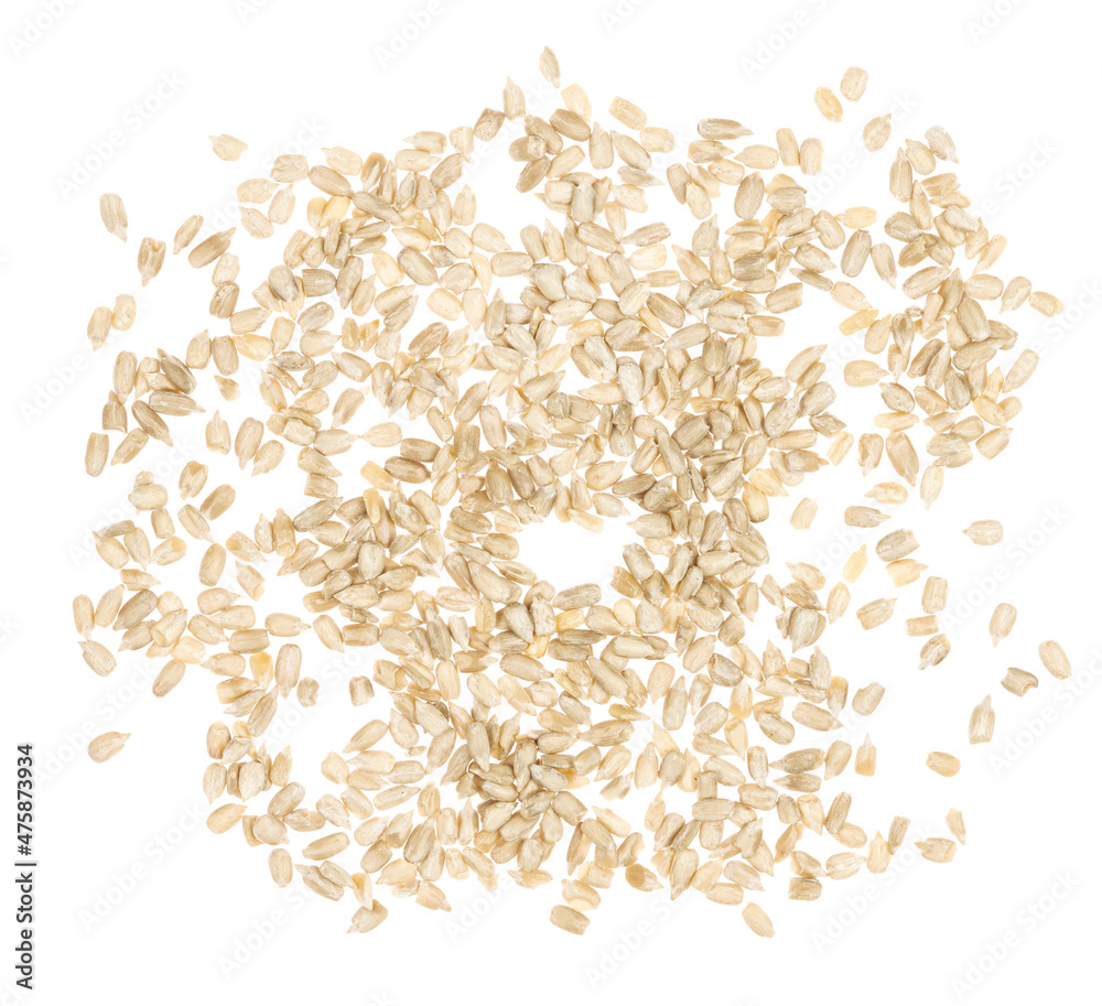 Peeled sunflower seeds isolated white background